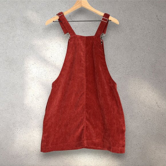 HOT KISS Red Corduroy Overall Dress Juniors' 7 Y2K Academia Preppy Buckle Mini - Picture 4 of 12